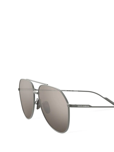 Shop Dolce & Gabbana Mirrored Pilot-frame Sunglasses In Grey
