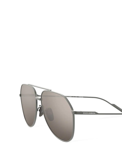 Dolce & Gabbana Mirrored Pilot-frame Sunglasses In Grey