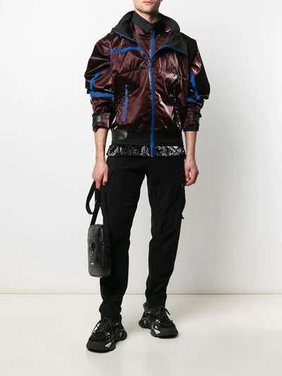 Shop Givenchy Oversized Contrasting Trim Jacket In Red