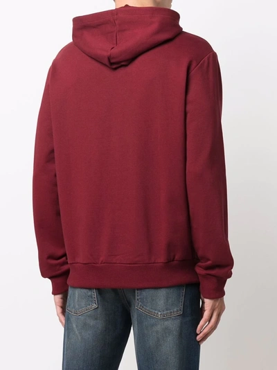 Shop Apc Chest Logo-print Hoodie In Red