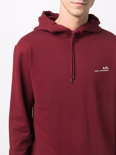 Shop Apc Chest Logo-print Hoodie In Red