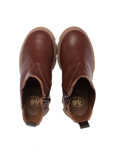 Shop Pèpè Zipped Leather Boots In Brown