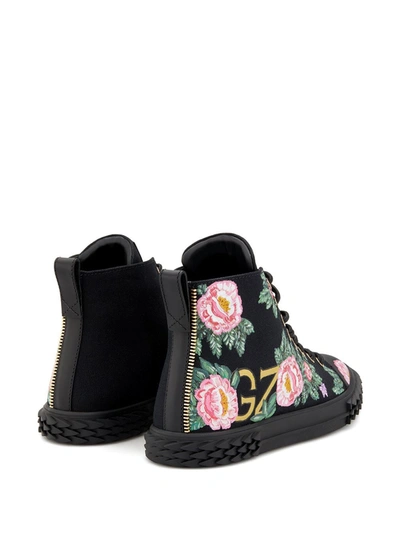 Shop Giuseppe Zanotti Blabber Floral High-top Sneakers In Black