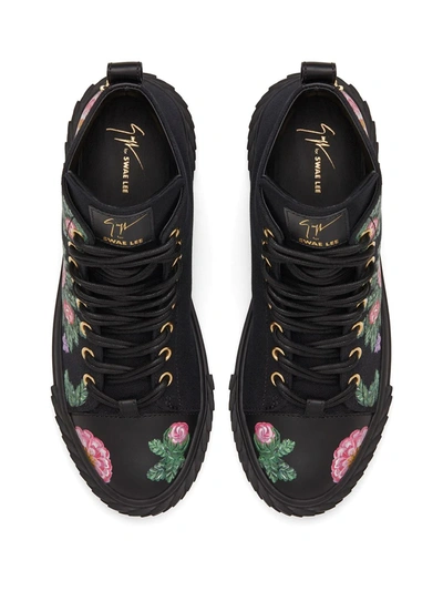 Shop Giuseppe Zanotti Blabber Floral High-top Sneakers In Black