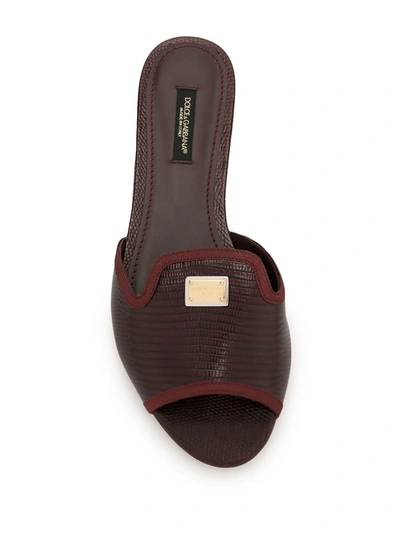 Shop Dolce & Gabbana Lizard-effect Slip-on Sandals In Red
