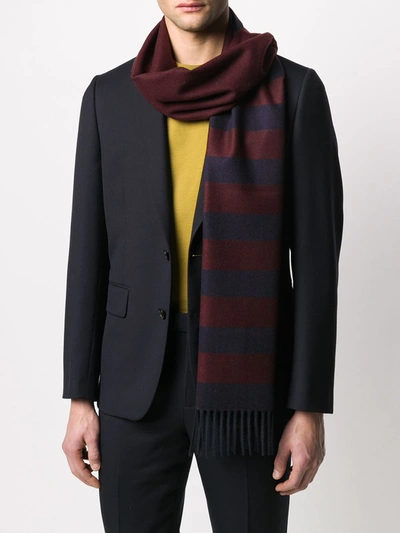 Shop Ferragamo Colour Block Scarf In Red