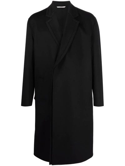 Shop Valentino Single-breasted Midi Coat In Black