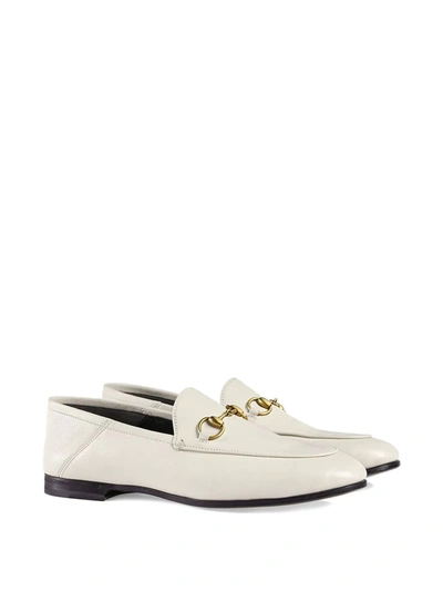 Shop Gucci Horsebit-detail Leather Loafers In White ,black