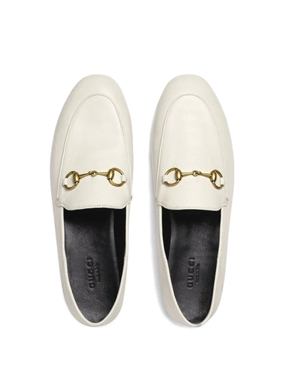 Shop Gucci Horsebit-detail Leather Loafers In White ,black