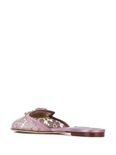 Dolce & Gabbana Rainbow Lace Brooch-detail Sandals In Pink