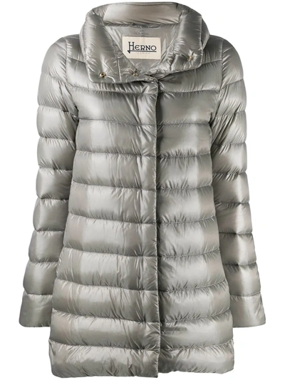 Shop Herno Goose-down Parka Coat In Grey