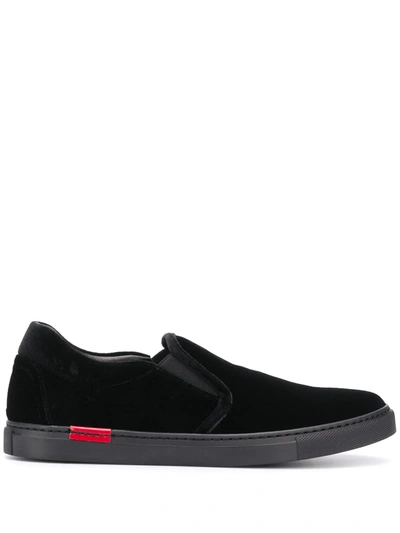 Shop Scarosso Asia Velvet Slip-on Sneakers In Black