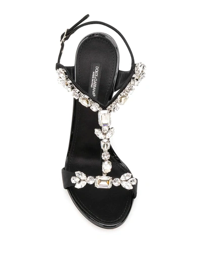 Shop Dolce & Gabbana 105mm Keira Satin Embroidered Sandals In Black