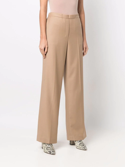 Shop Theory High-waisted Wide-leg Trousers In Neutrals