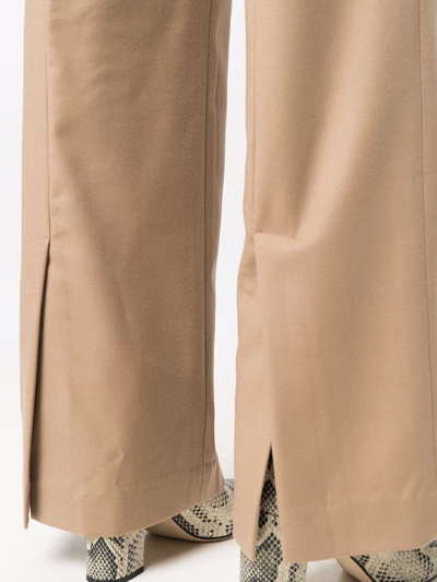 Shop Theory High-waisted Wide-leg Trousers In Neutrals