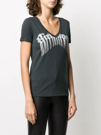 Shop John Richmond V-neck Logo Printed T-shirt In Black