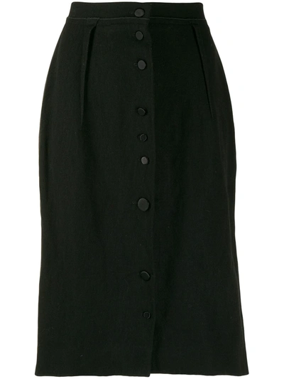 Pre-owned Lanvin 2005s Slim Buttoned Skirt In Black