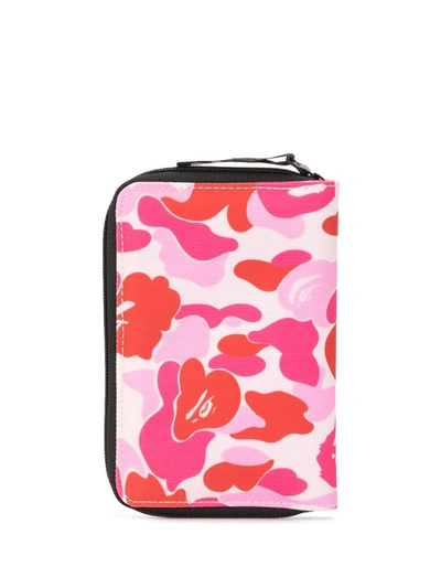 Shop A Bathing Ape Camouflage Print Zipped Travel Case In Red