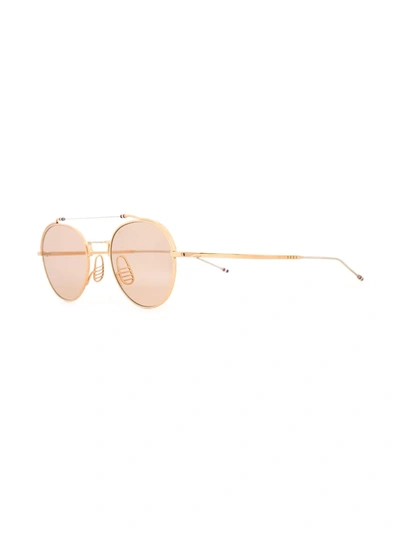 THOM BROWNE EYEWEAR ROUND SUNGLASSES - 棕色