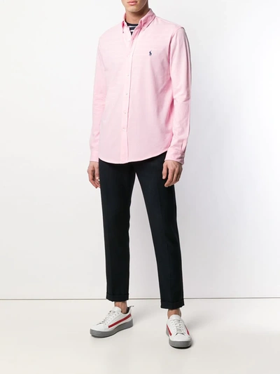 POLO RALPH LAUREN LOGO刺绣排扣衬衫 - 粉色