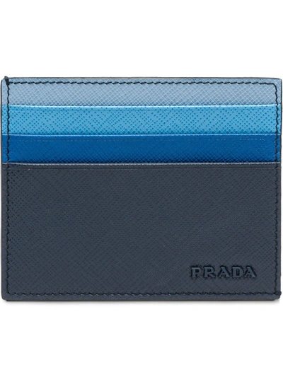 Shop Prada Credit Card Holder In Blue