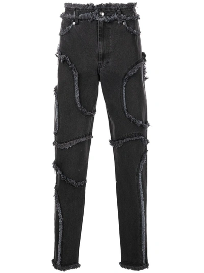 Eckhaus Latta El Frayed Raw Edge High Waist Jeans In Schwarz