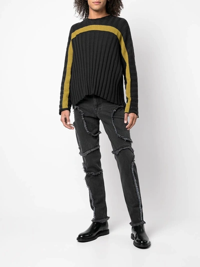 Eckhaus Latta El Frayed Raw Edge High Waist Jeans In Schwarz
