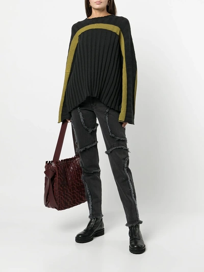 Eckhaus Latta El Frayed Raw Edge High Waist Jeans In Schwarz