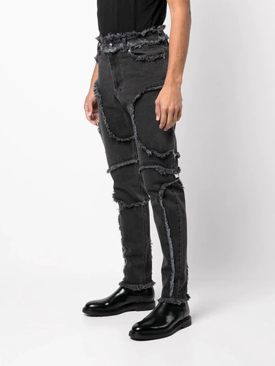 Eckhaus Latta El Frayed Raw Edge High Waist Jeans In Schwarz