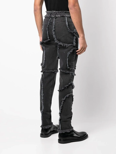 Eckhaus Latta El Frayed Raw Edge High Waist Jeans In Schwarz