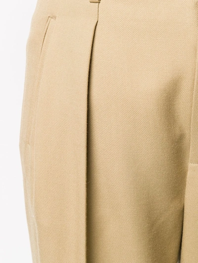 Shop Saint Laurent Cropped High-waisted Trousers In Neutrals