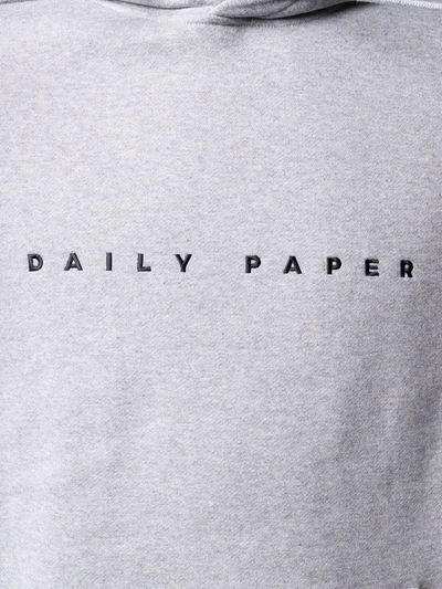 Shop Daily Paper Logo Print Hoodie In Grey