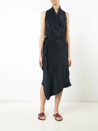 Peter Cohen Victor Wrap-style Silk Dress In Blue