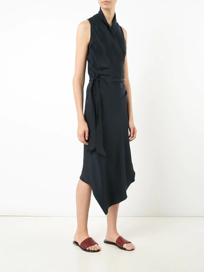 Peter Cohen Victor Wrap-style Silk Dress In Blue