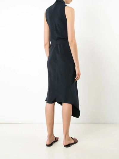 Peter Cohen Victor Wrap-style Silk Dress In Blue