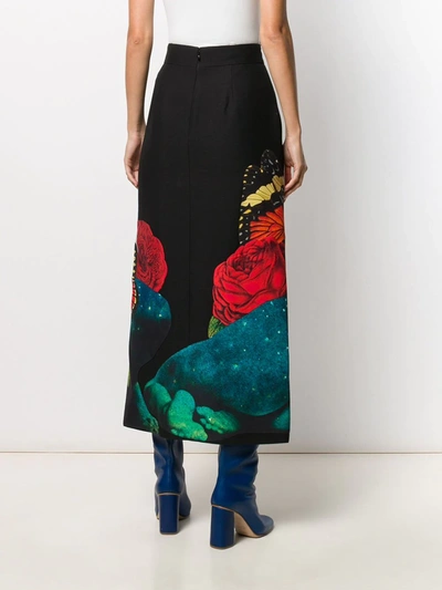 Shop Valentino Galaxy Kiss Print Midi Skirt In Black
