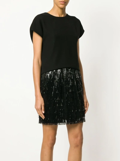 Pre-owned Balenciaga 2017 Fringed Cocktail Dress In Black
