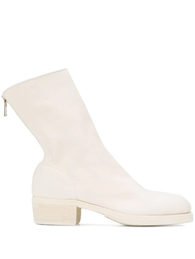 Shop Guidi Zipped Ankle Boots In White