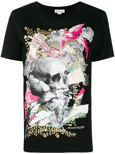 Shop Alexander Mcqueen Skull Print T-shirt In 0901 Black/multicolor