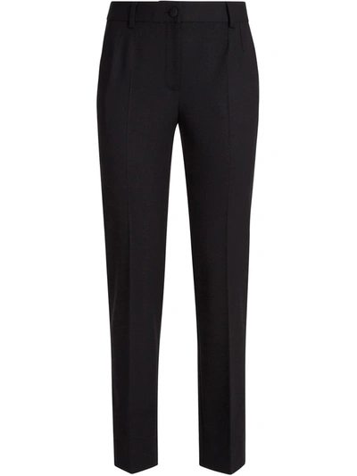 Shop Dolce & Gabbana Stretch-wool Tailored Trousers In Black