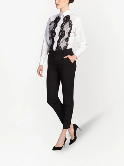 Shop Dolce & Gabbana Stretch-wool Tailored Trousers In Black