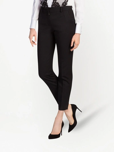 Shop Dolce & Gabbana Stretch-wool Tailored Trousers In Black