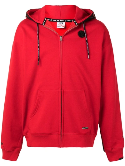 Shop Aape By A Bathing Ape Graphic-print Zip-up Hoodie In Red