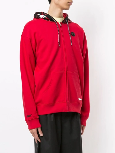 Shop Aape By A Bathing Ape Graphic-print Zip-up Hoodie In Red