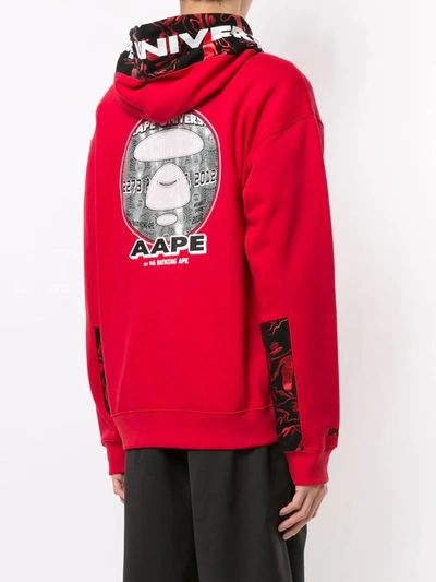 Shop Aape By A Bathing Ape Graphic-print Zip-up Hoodie In Red
