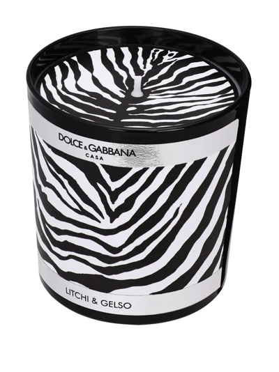 Shop Dolce & Gabbana Zebra-print Scented Candle (250g) In White