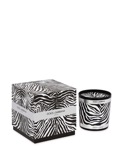 Shop Dolce & Gabbana Zebra-print Scented Candle (250g) In White