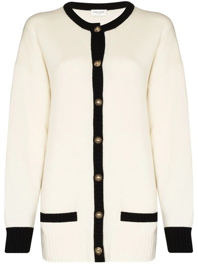 Shop Saint Laurent Button-up Cashmere Cardigan In White