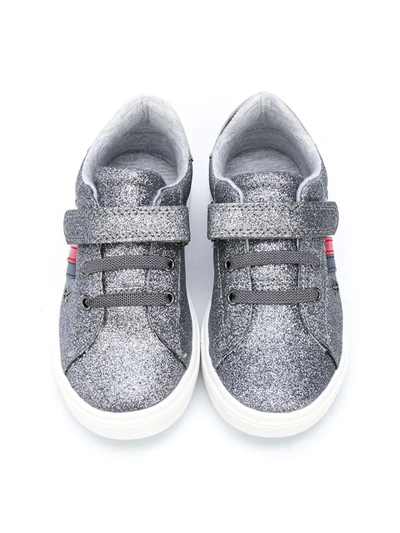 Shop Tommy Hilfiger Junior Glitter Touch-strap Sneakers In Grey
