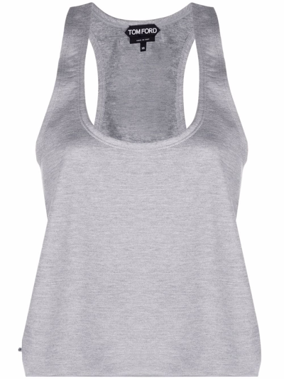 Tom Ford Silk And Cotton Racerback Top In Grau